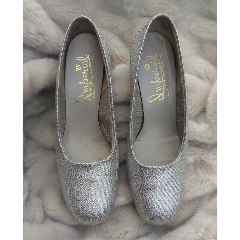 Vintage chunky silver heels 6 Narrow